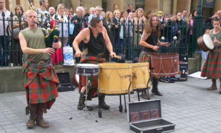 Bagpipers - showing off!