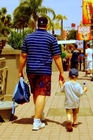 My son & grandson at Universal City Walk
