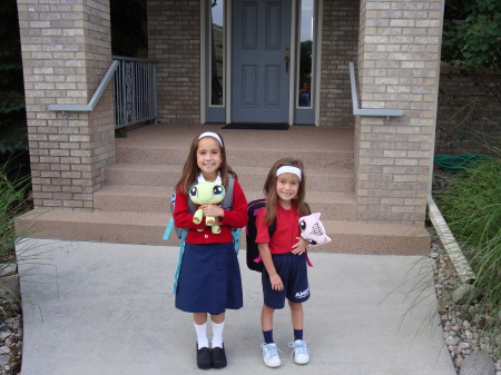 Girls ready for first day of school