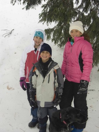 My grandkids after our snow storm in December