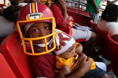 my sons at the Washington Redskins game
