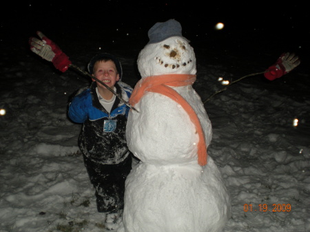 Tanner and his snowman!