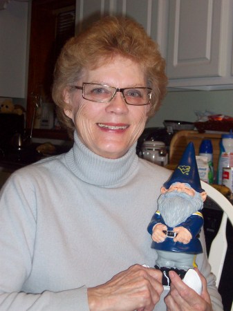 Donna and her WVU gnome