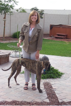 Kelly and her Greyhound 'Zodi'