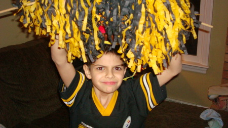 Jake cheering on the Steelers!!!