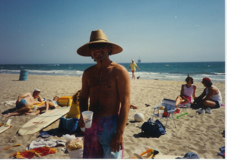 At the beach, sometime in the late '80s.