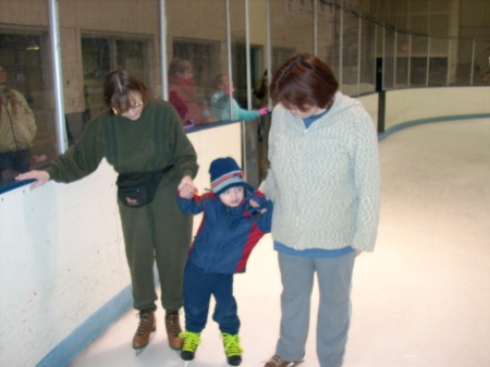 Mom, Grandma and Andrew skating
