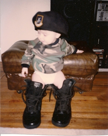 Skyler in dads Air Force Boots