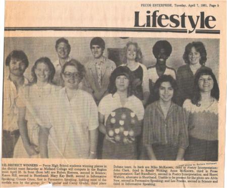 1981 UIL District Meet Picture