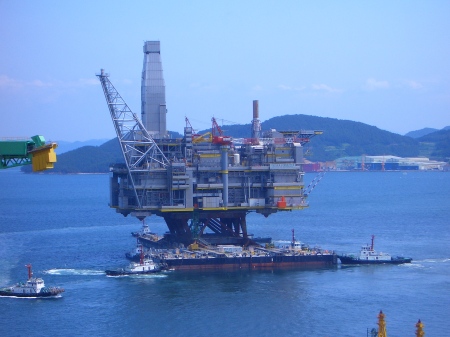 My Oil Platform on tow from Korea to Russia.