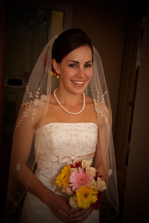 Carly, age 25, on her wedding day