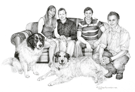 A Family with their Dogs