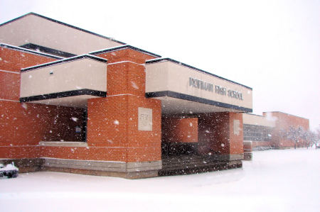 Norman High School in Snow