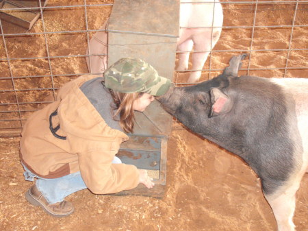 Geena and one of her show pigs