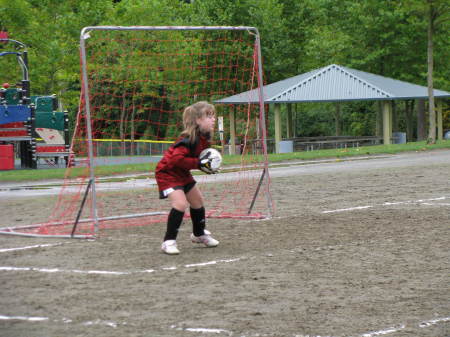 Emma as goalie