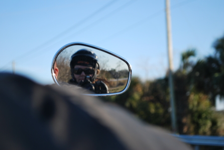 Mirror image of me on the road king
