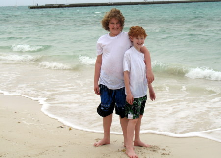 Jonathan & Dylan on Andros Easter 2008