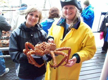 Touching a live King Crab.