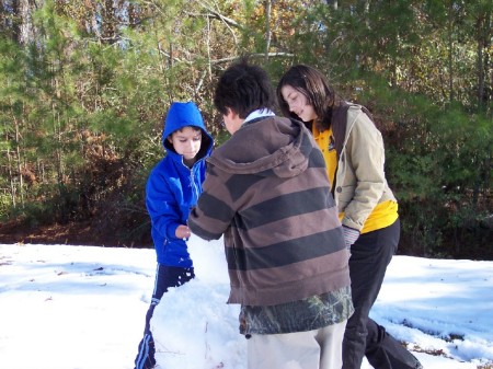 Building a real snowman!