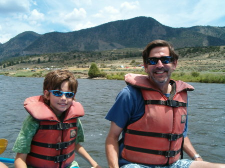 My son, Sam, and I, rafting in the Rockies.