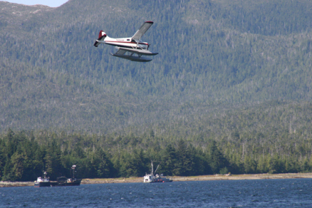 Float plane getting ready to land