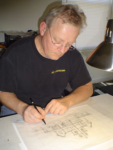 husband, Dennis Leatherman, a pen & ink artist