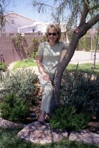 Julie in front yard 2001.