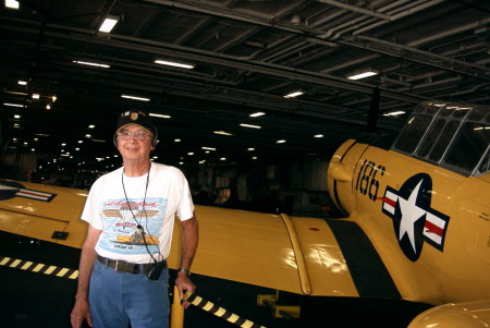 Vern with SNJ on the USS Midway in San Diego