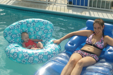 Kara and Kaydie in the pool...