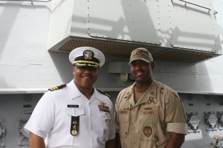 CDR Haynes and a shipmate aboard USS Sullivans