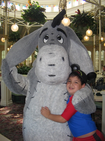 Konrad and Eeyore at his birthday lunch