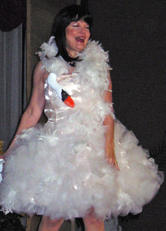 As "Bjork" in the famous swan dress.