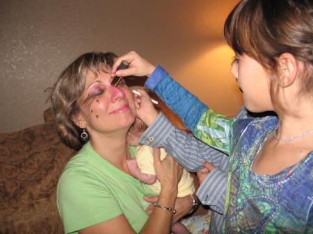 Doing Grandma's makeup!