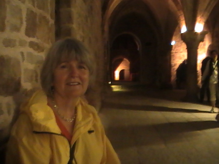 At night in the abbey on Mont Saint Michel, Fr