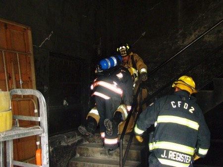 Up the stairs basement rescue.