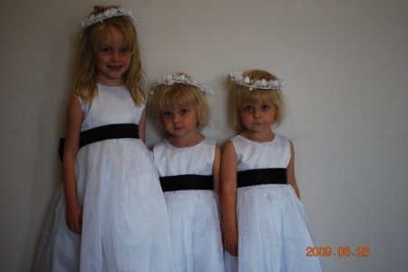 The girls as flowergirls at a nephews wedding