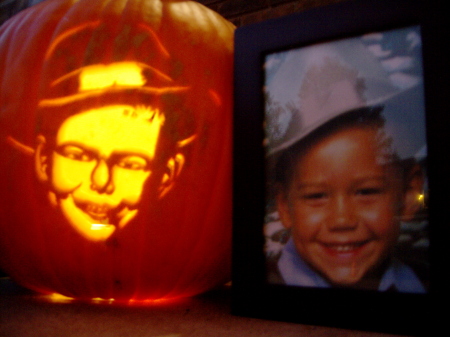 Pumpkin I carved of my Grandson, Tyler