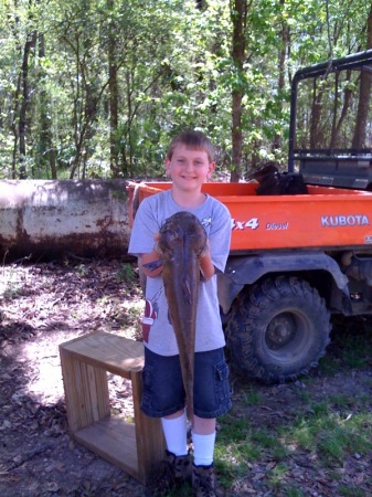 Joshua with catfish