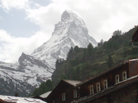 The Matterhorn as seen from the town Zermat.