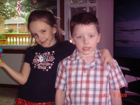 Caitlyn and Braeden at our house - 4th of July