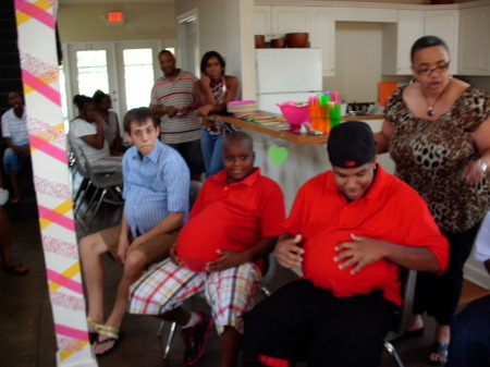 Me (in the leopard top) at K's baby shower