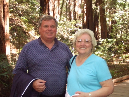 Wife Beverly and me in Muir Woods, CA