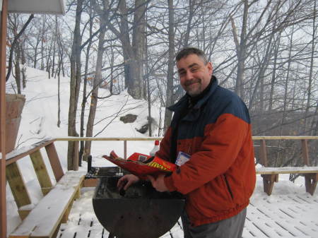 Ski Powderhorn (Mark cooking outside wine hut)