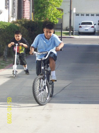 riding his bike