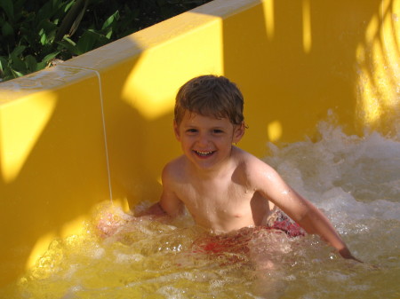 Grandson Aiden on waterslide