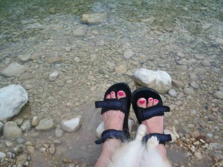 Dez and Dottie feet pic's in the Frio River