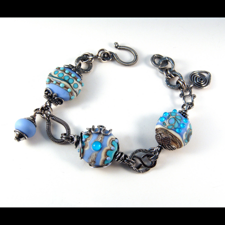 Sterling and glass bracelet