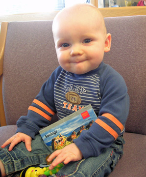 grandson aidan and his savings book