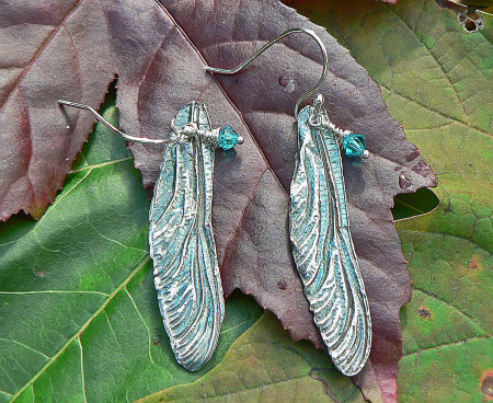 Fine Silver Dragonfly Wings Earrings