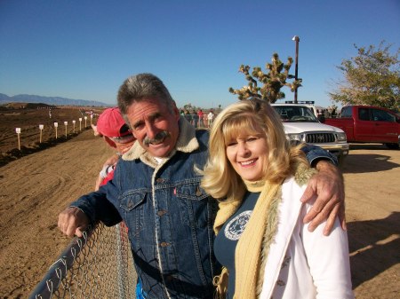 my husband and me at the races